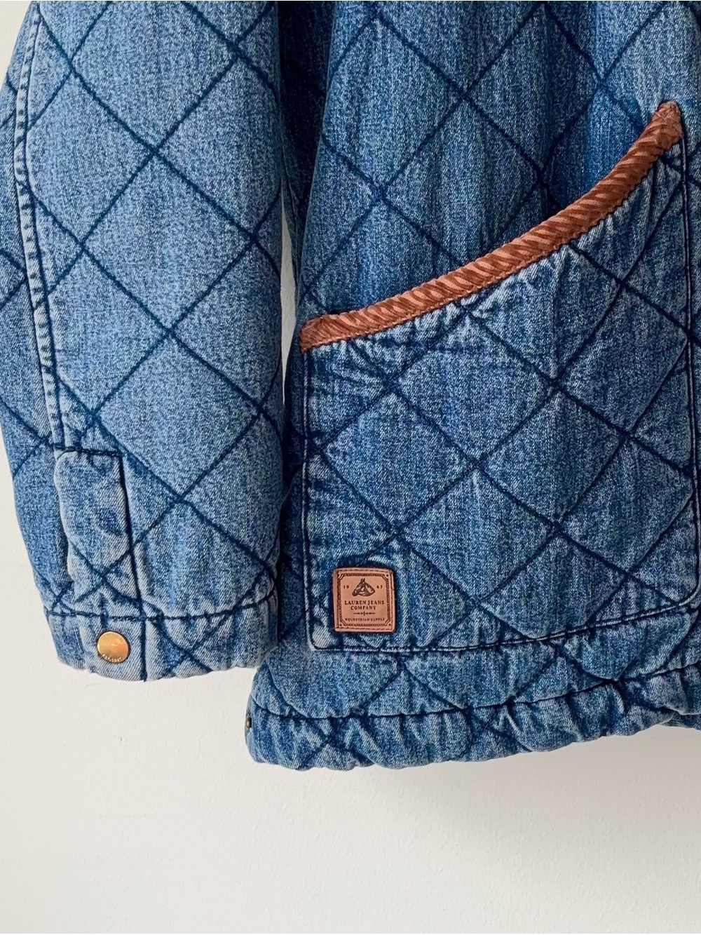 Vintage Lauren Ralph Lauren Quilted Denim Barn Coat Size P Corduroy Chore Lined - Picture 7 of 14